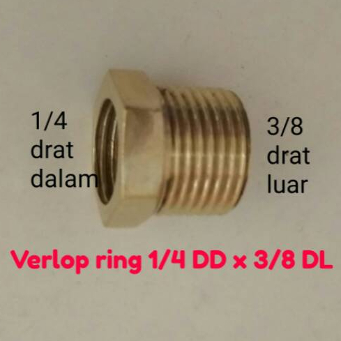 Verlop Ring - Flugring - Dobel Sok Drat Dalam 1/4 x 3/8 Drat Luar