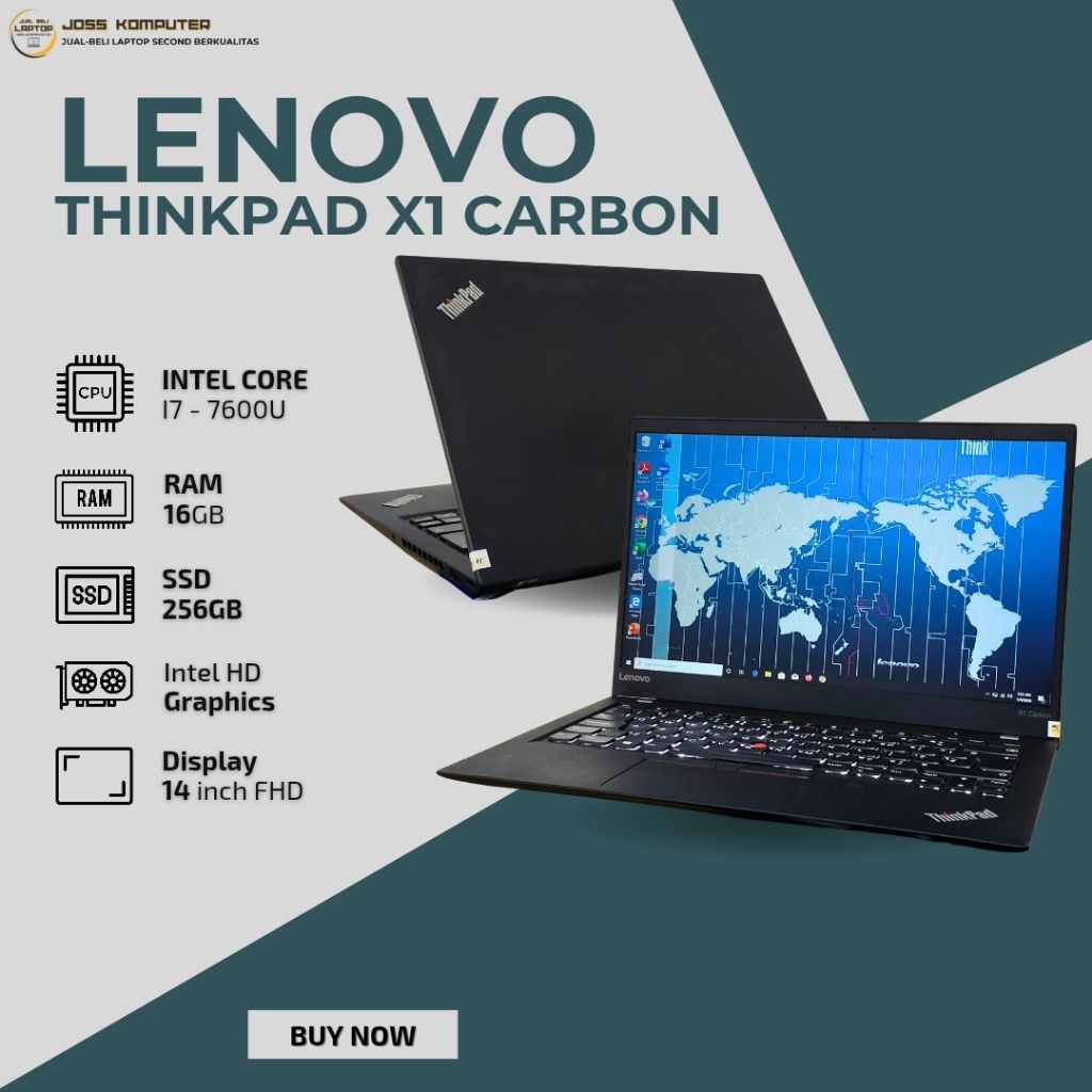 LENOVO THINKPAD X1 CARBON 5TH INTEL CORE I7-7600U/ RAM 16GB/ SSD 256GB/ 14" FHD/ BACKLIT