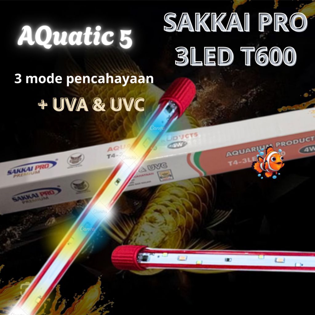 LAMPU SAKKAI PRO T4 3LED T 600 LED AQUARIUM TANNING