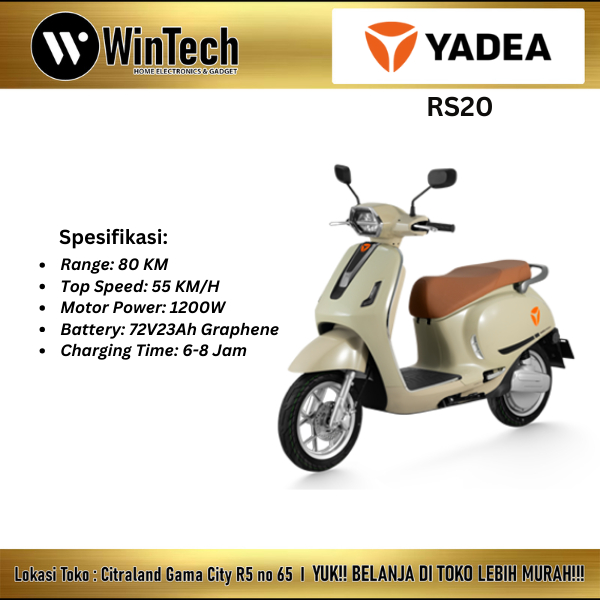Yadea RS20 SMotor Listrik Electric Vehicle EV 1200W