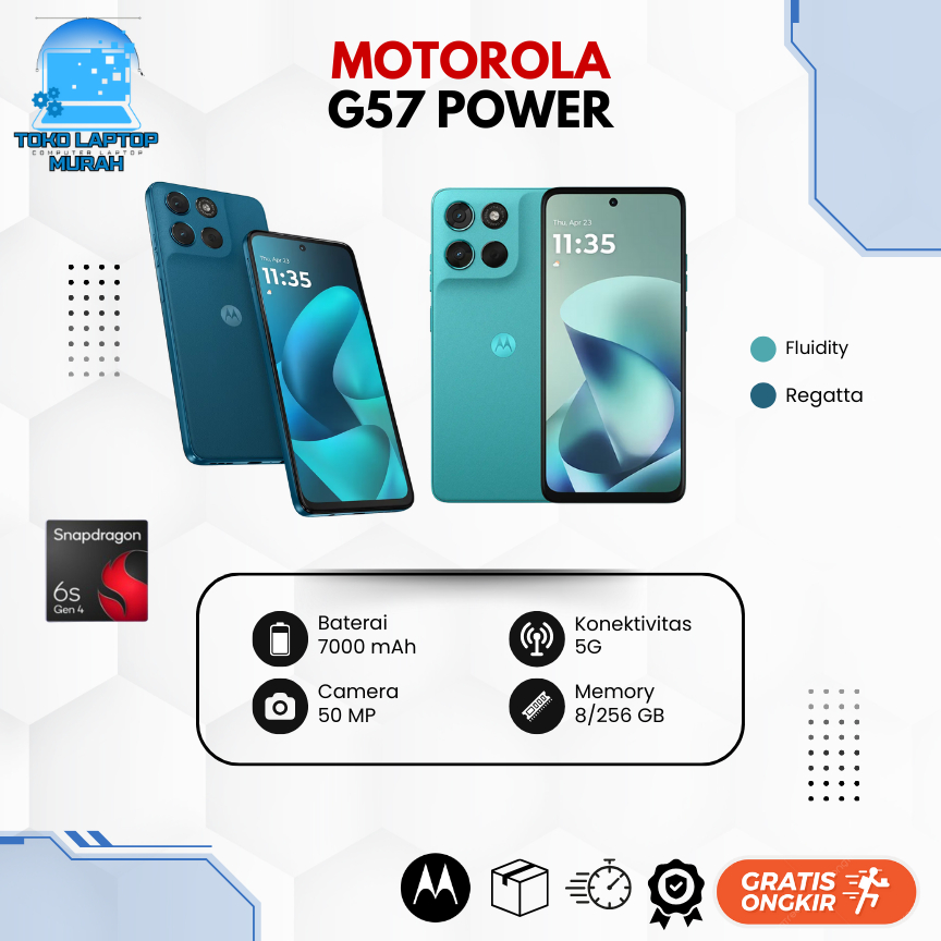 Moto G57 Power 5G RAMBoost 24GB 256GB Snapdragon6s Gen4 7000mAh-SiliconCarbon 50MP Sony LYTIA600 8MP