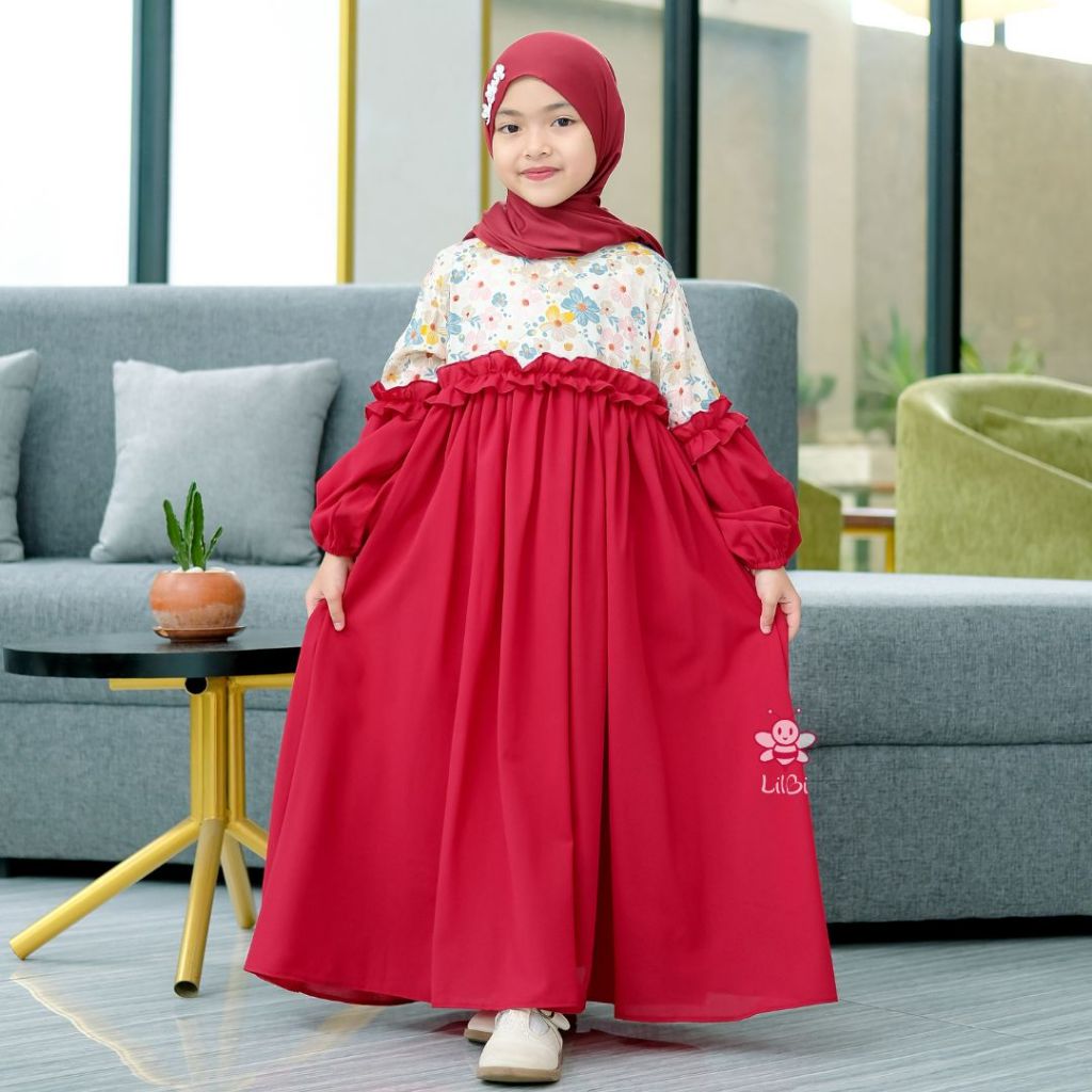 Hana Dress By LilBi - Dress Muslim Mewah Couple Ibu dan Anak Perempuan 1-10 tahun - Gamis Couple Leb
