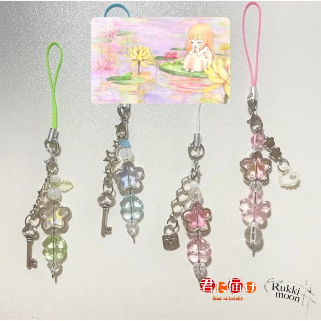 kimi ni todoke | sawako | kazehaya | couple phone strap | charm | keychain | beads | keyring | pink 