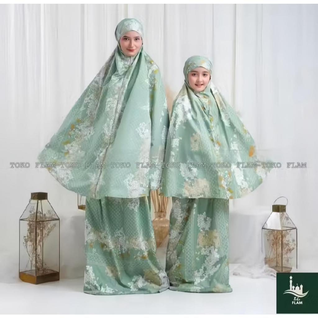 TOKO FLAM MUKENA COUPLE IBU DAN ANAK ALENA 2IN1 RESLETING KATUN MIKRO