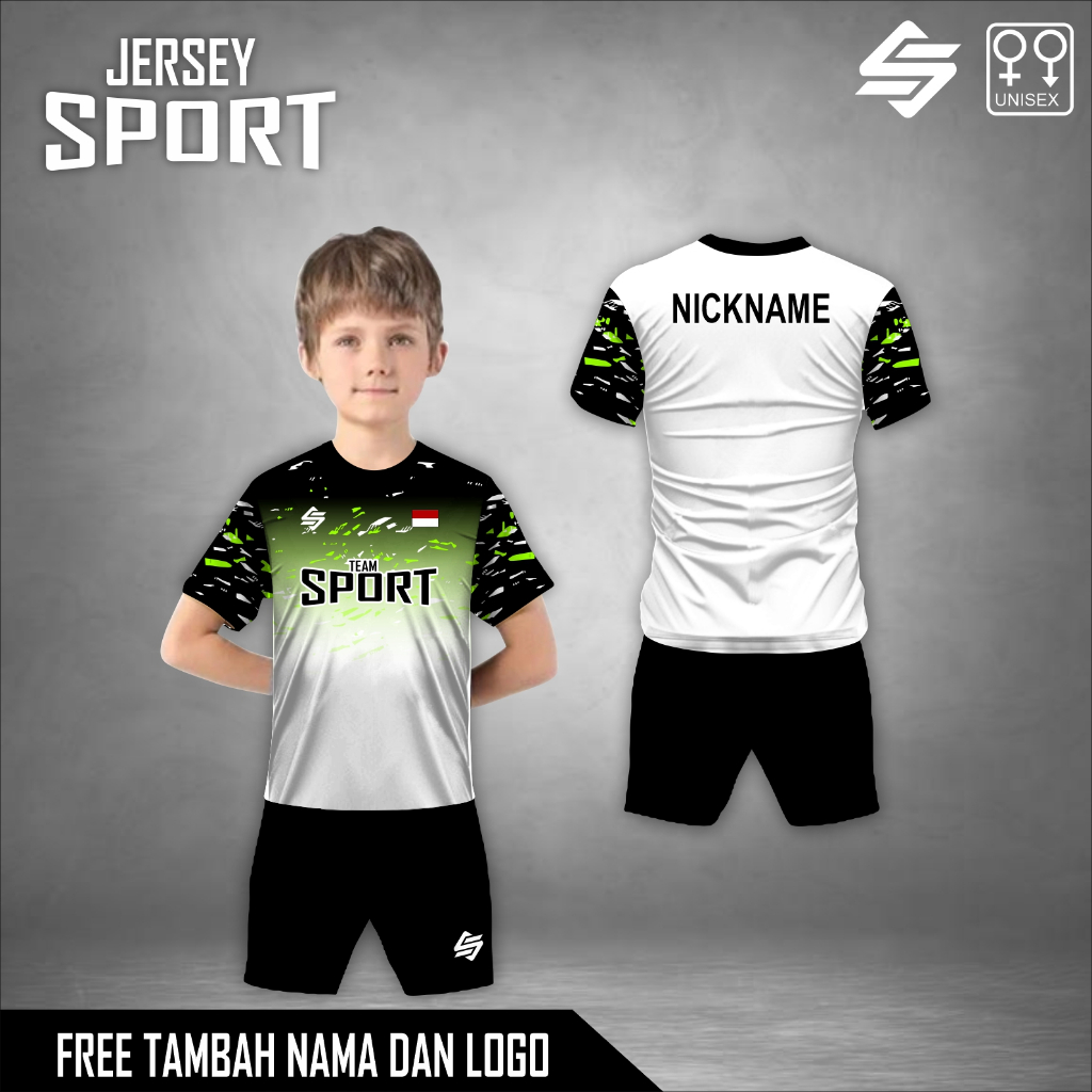 Setelan Baju Celana Anak Jersey Olahraga Gradient basic Premium Baju Sport Pria Wanita Kaos Olahraga