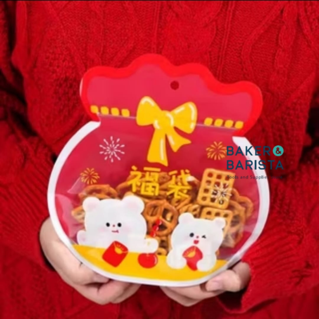 Plastic Zip Bag Imlek Lucky Bag 20x20.5cm I Standing Pouch Plastic Ziplock For Cookies Candy Permen 