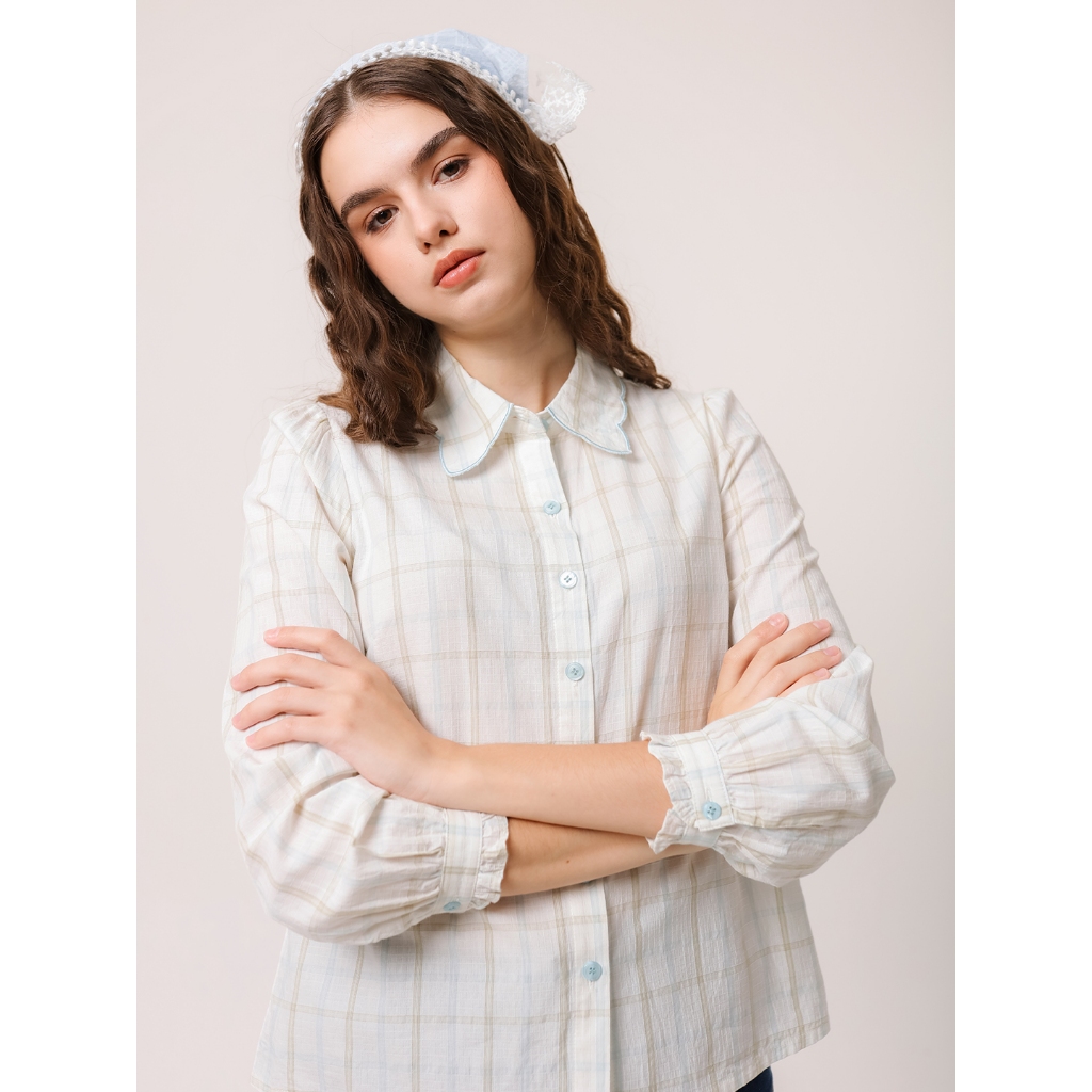 EXIT Renita Blouse |Kemeja Wanita - Atasan Lengan Panjang