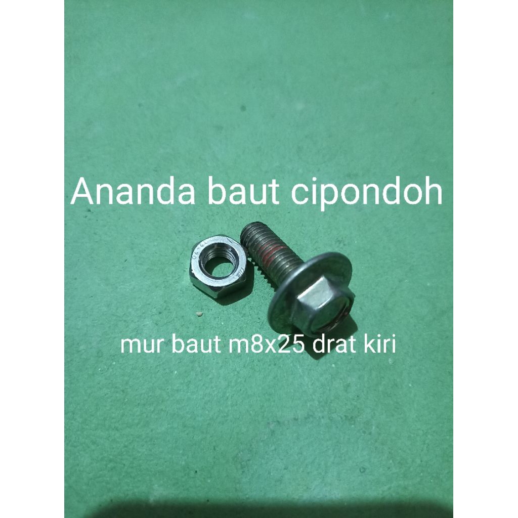 Mur + baut m8x25 drat kiri