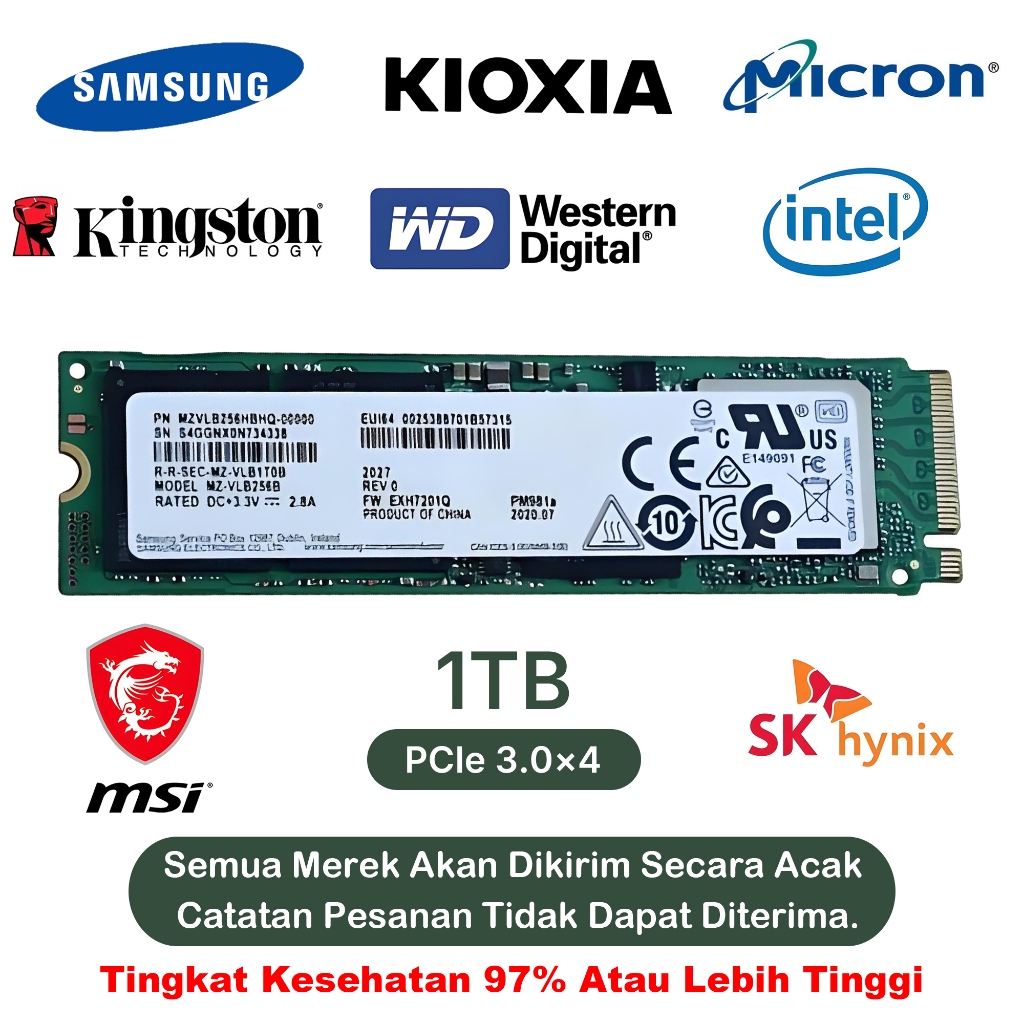SSD M.2 NVME 256GB / 512GB / 1TB ORI SSD bekas dengan tingkat kesehatan antara 95%± Solid State Driv