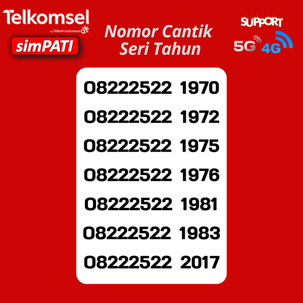 Nomor Cantik Telkomsel - Nomor Cantik Simpati - Nomer Cantik Jaringan 4G/5G Hoki Tahun Lahir 2020 20