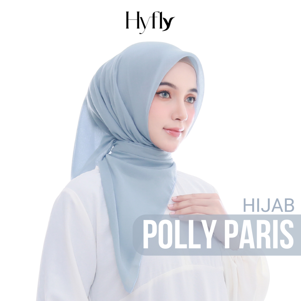 HYFLY - Hijab Segi Empat Poly Cotton Paris Warna Denim Blue Aesthetic - Jilbab Segi Empat Kekinian