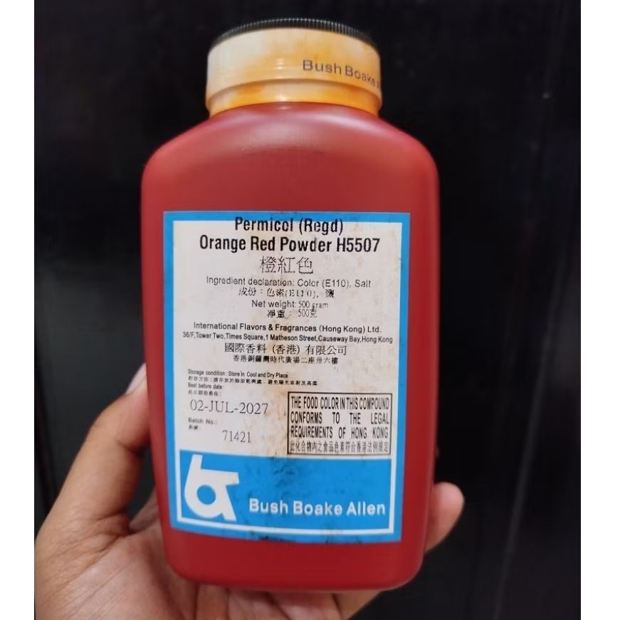 Permicol Regd Orange Red Powder H5507 Pewarna Makanan Bubuk