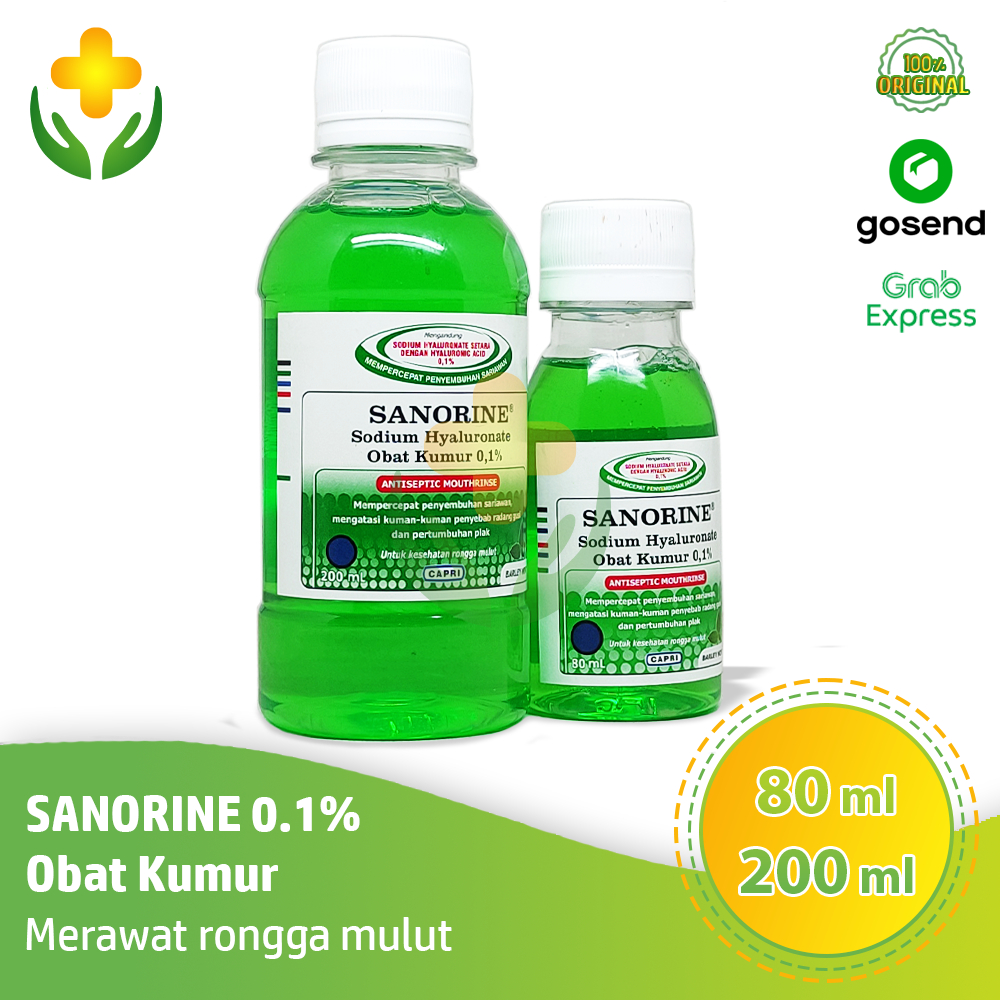 Sanorine Hijau 0.1% Gargle 80 ml / 200 ml - Obat Kumur Sariawan | Sanorine Hijau