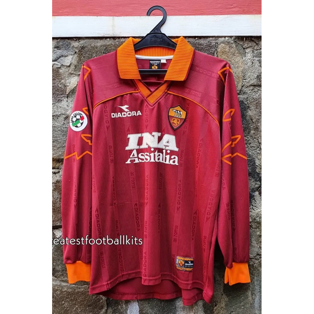 JERSEY AS ROMA RETRO 1999 2000 1997 99 00 97 98 1998 LS LONGSLEEVE PANJANG BLOKECORE HOME