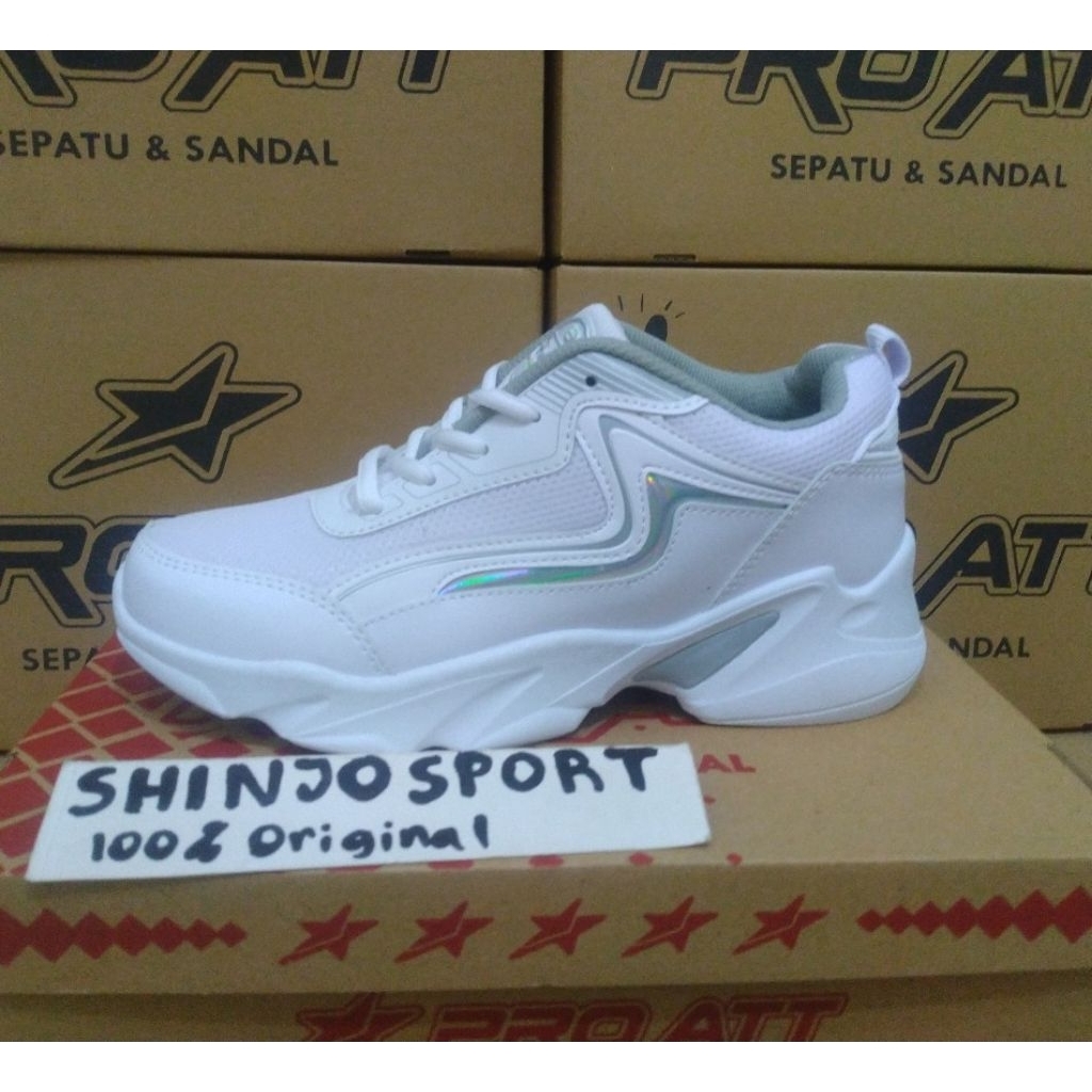 SEPATU WANITA SNEAKERS KETS PRO ATT PURE WHITE LARI RUNNING ORIGINAL PUTIH KECIL MUNGIL IDAMAN CEWEK