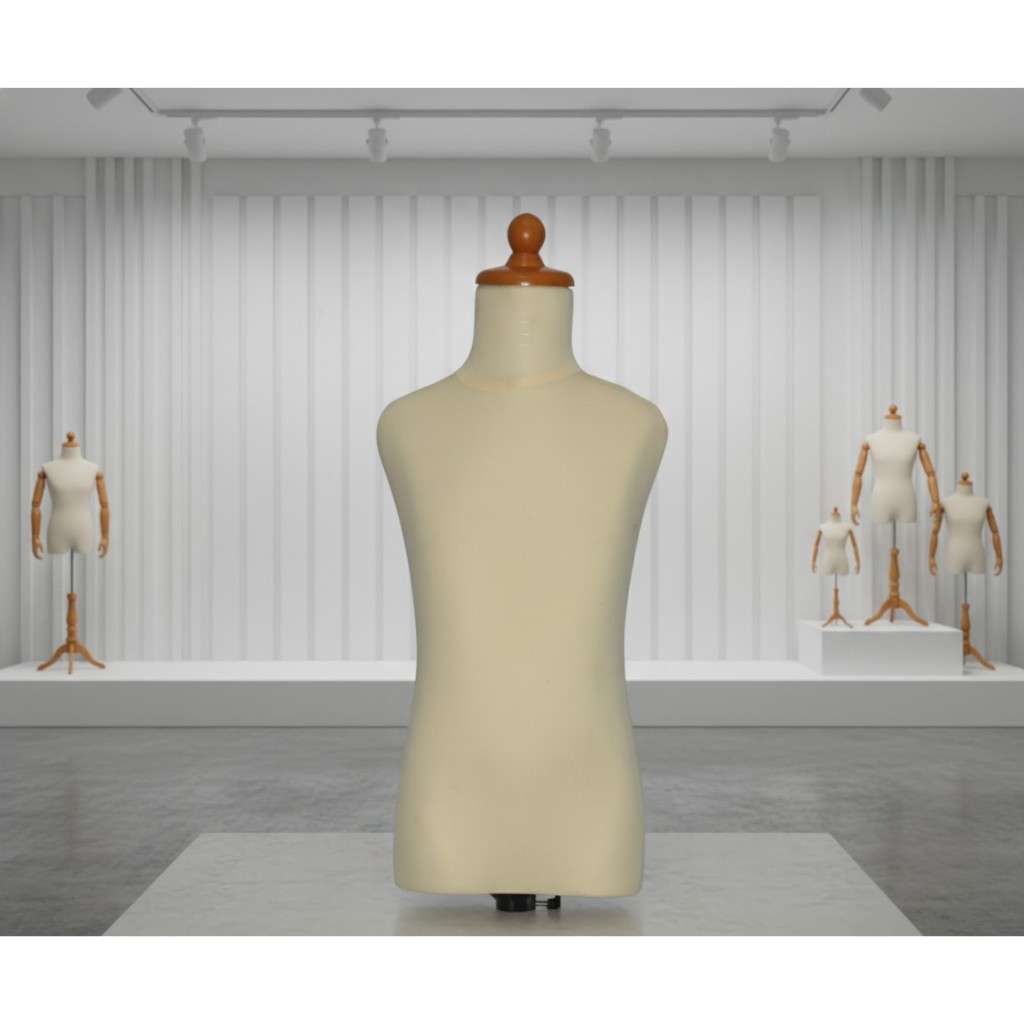 Manekin DM Anak Krem Badan Saja Torso Anak Dressmaker Dress Form Krem Polos Manekin Display Busana A