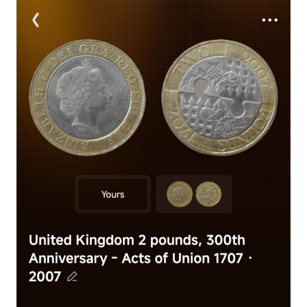 TP003 Koin kuno Bimetal 2 Poundsterling Elizabeth II England Inggris koleksi coin logam Lama Jadul L
