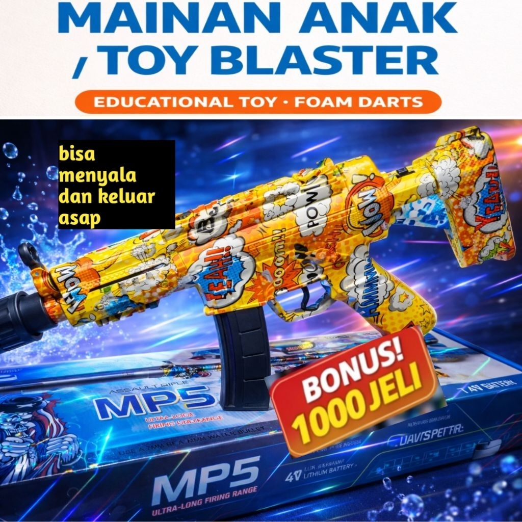Mainan Anak Toy Blaster Mp5 Bisa Menyala Dan Keluar Asap – Educational Toy Gel bulat