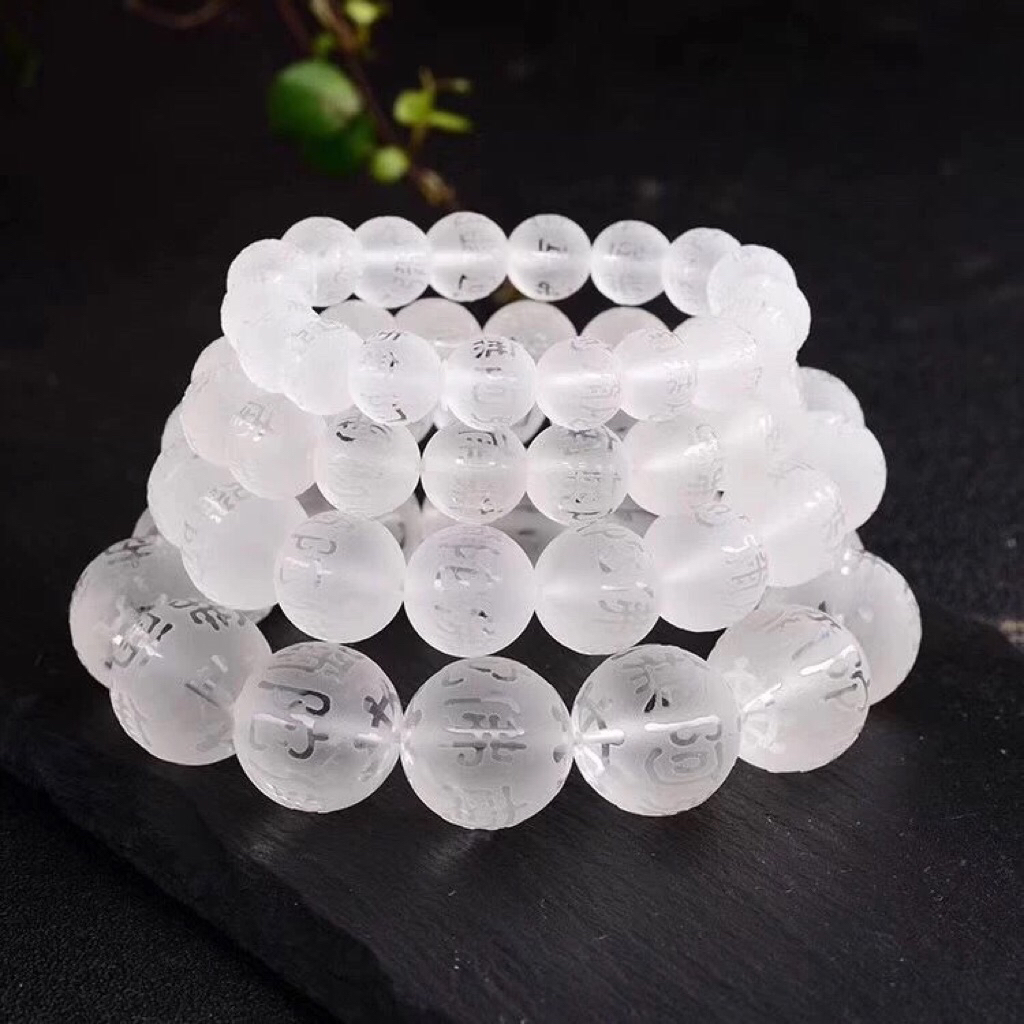 Gelang Crystal bulat  mantra Om mani padme hum pelita Fortune