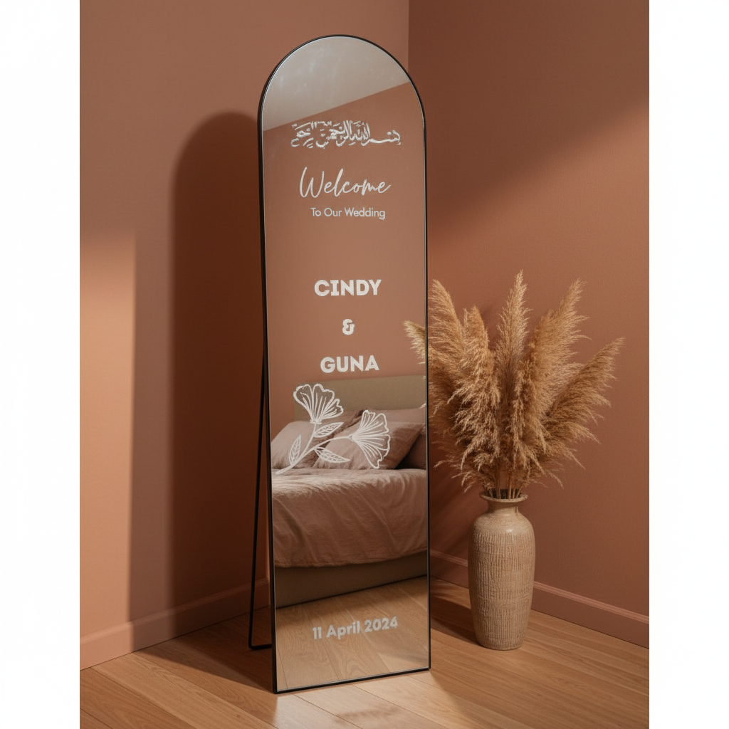 standing mirror wedding sign / Welcome Sign Wedding Mirror Arch  / Wedding Signage Aesthetic
