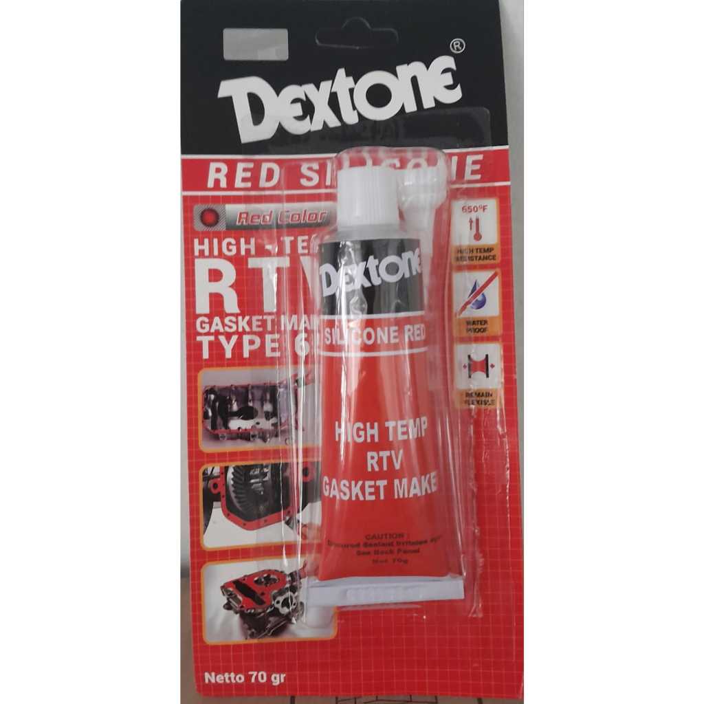 Lem Silicon Tahan Panas Dextone Silicone Red 70 Gram