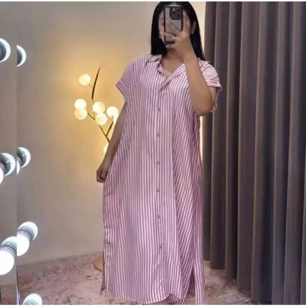 Hava Daster Wanita Busui Garis - Garis Kekinian | Daster Wanita Salur | Daster Adem Lembut Nyaman