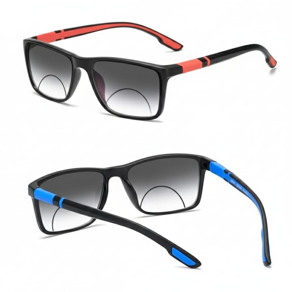 kacamata baca plus (+) 2 fungsi baca dan jalan double focus lensa gradasi hitam