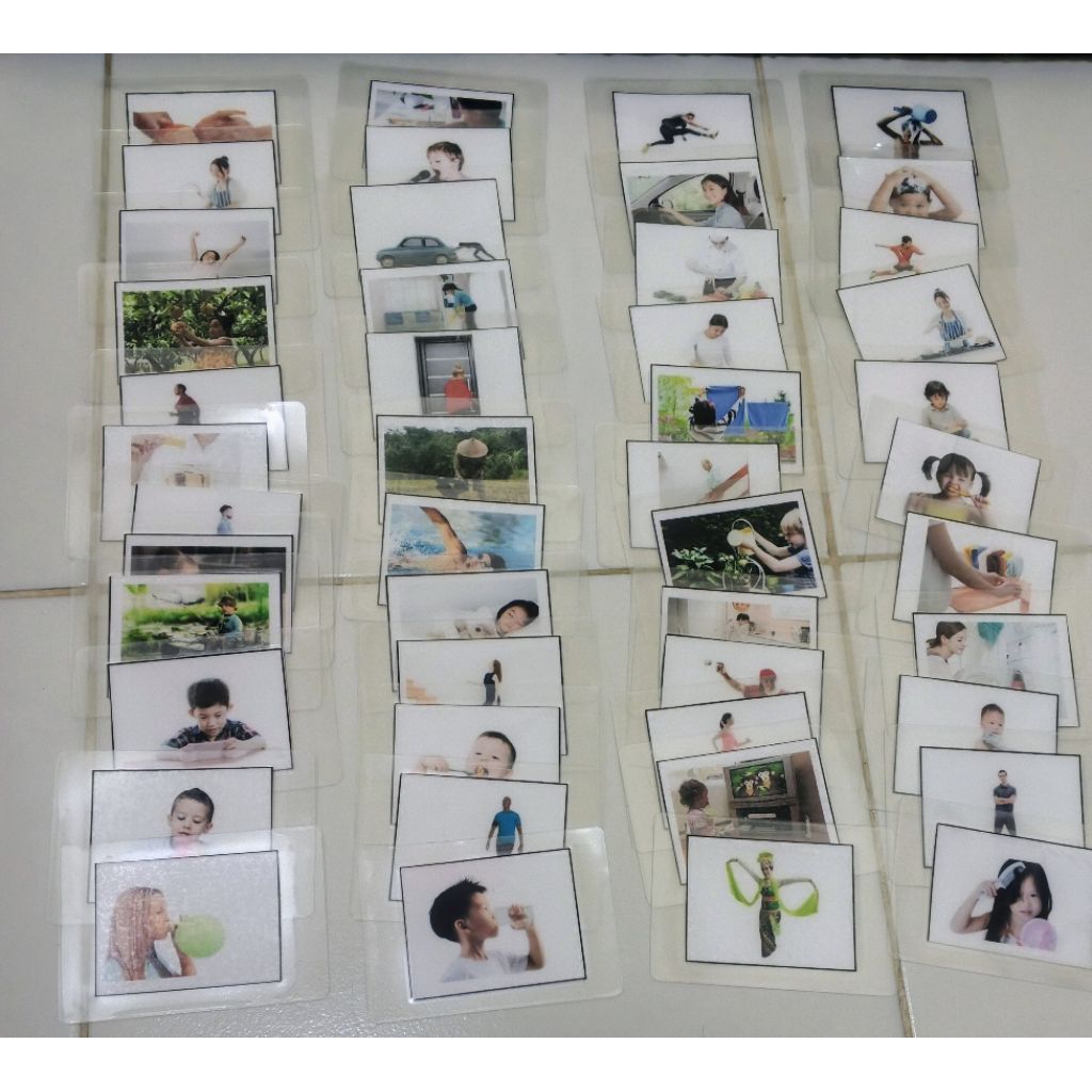 Flash Card 48 pcs - Kartu Kata Kerja - Kartu Edukasi Anak - Kartu Tebal dengan Laminating - Kartu Te