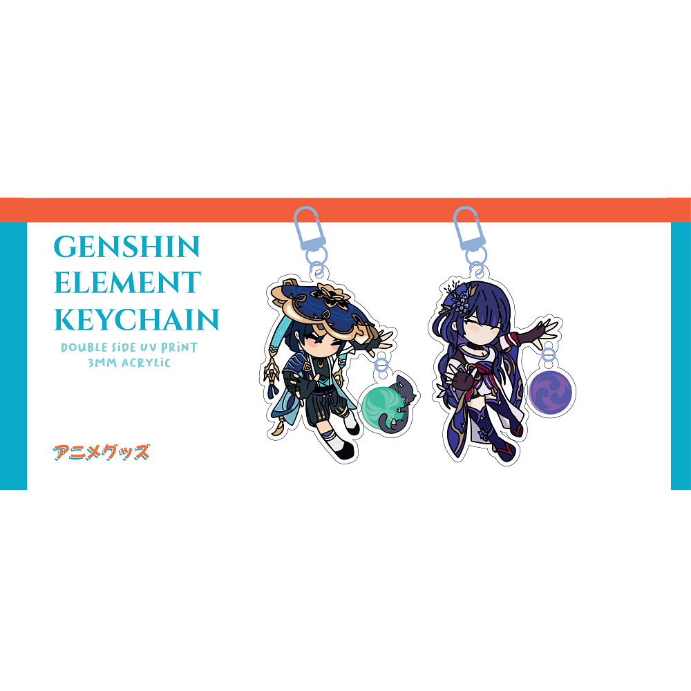ANIMEGUZZU GENSHIN ELEMENT KEYCHAIN - WANDERER - RAIDEN SHOGUN - BAAL KEYCHAIN - GANTUNGAN KUNCI GEN