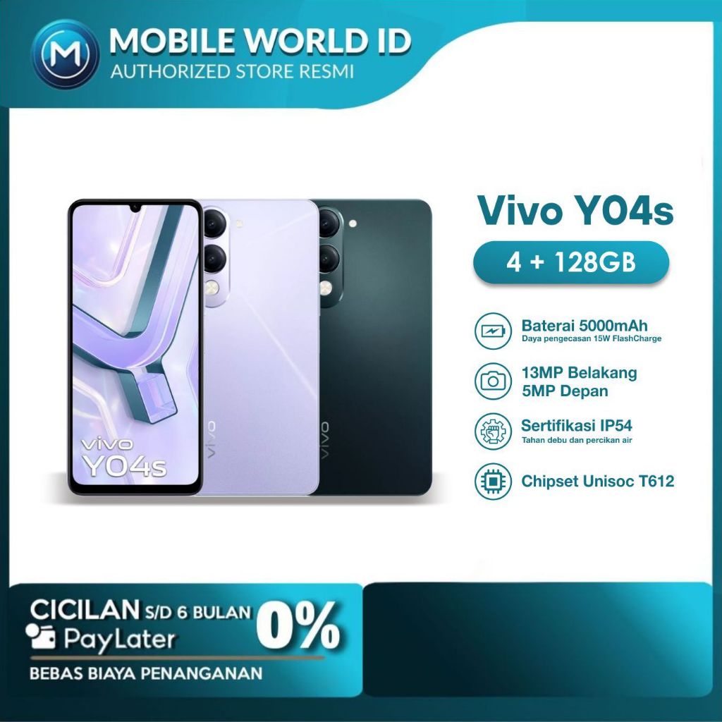 VIVO Y04s RAM 4/64GB | GARANSI RESMI | 100% ORI | 6000 mAh | HP 1 JUTAAN | INTEGRITY | VIVO TERBARU