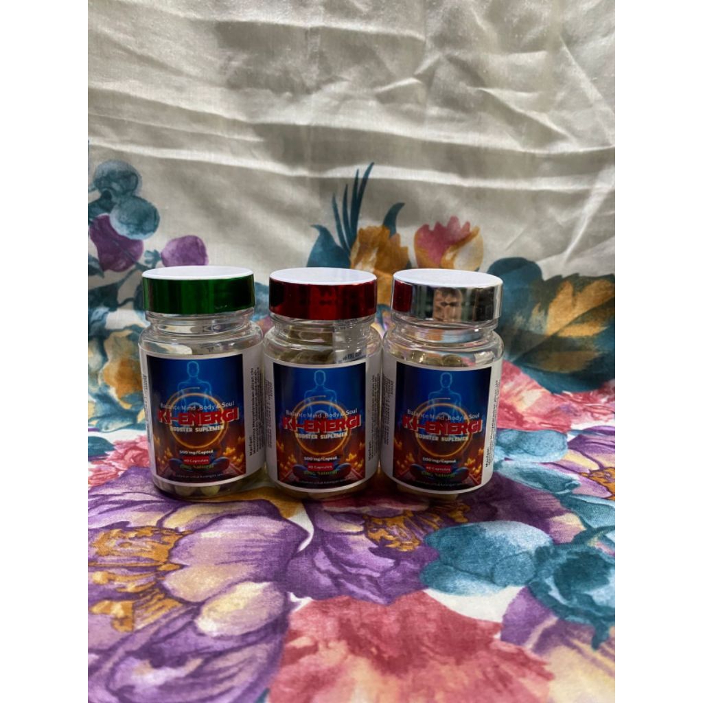 Termurah 3 botol KI-ENERGI BOOSTER GREEN RED WHITE Label mood booster kecemasan kecanduan stress dep