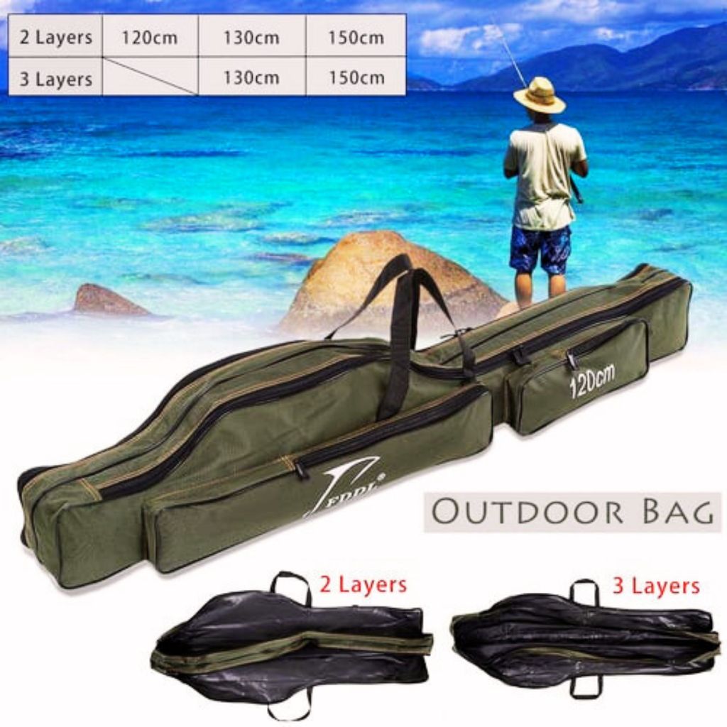 TaffSPORT Tas Joran Pancing Ikan Tiga Layer Tahan Air Fishing Rod Bag 120cm - MS20