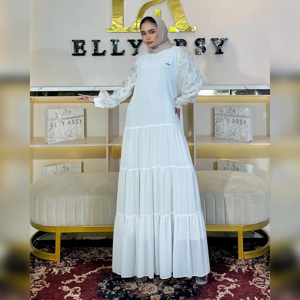 Cantik Dress Material Ceruty Tuan Putri Organza Pattern Exclusive by Elly Arsy Only Gamis
