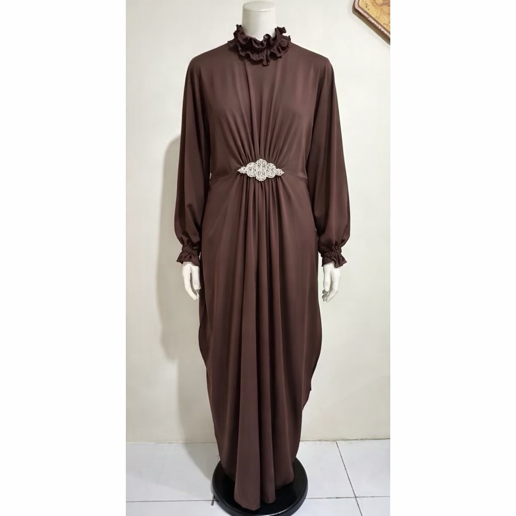 Kaftan/Gamis Premium/Kaftan Lebaran/Gamis Lebaran/Dress Cokelat/Kaftan Dress/Dress Kaftan