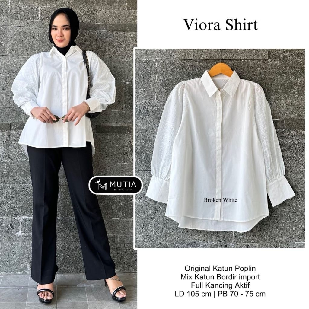 VIORA SHIRT (ATASAN BLOUSE WANITA BAHAN KATUN) MUTIA