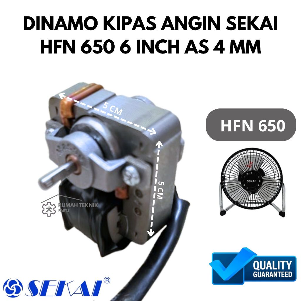Dinamo Kipas Angin 6 Inch Sekai HFN-650 As 4 mm Original