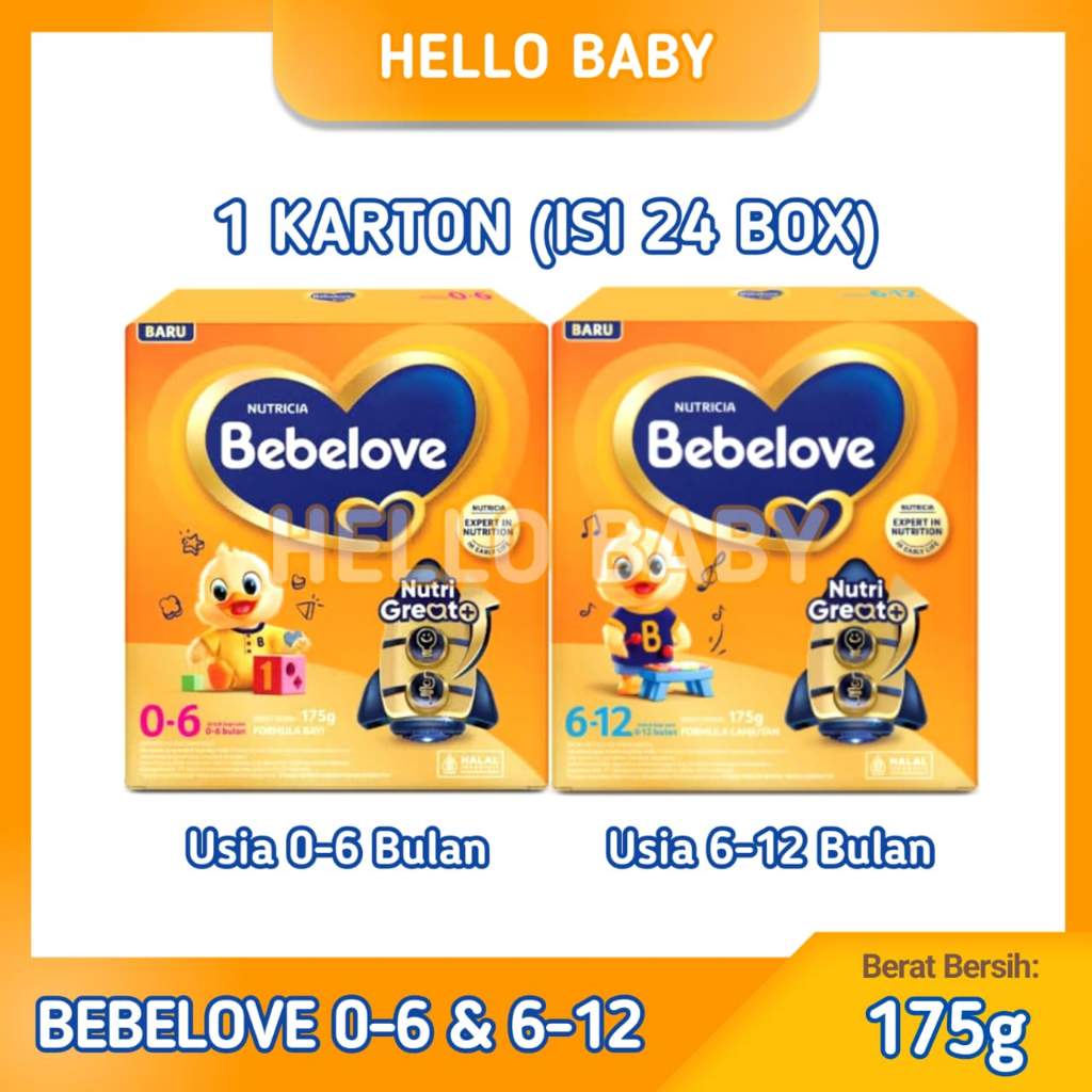 1 KARTON (24 BOX) Susu Bebelac 1+ Bebelove 0-6 Bebelove 6-12 Box 175 Gram