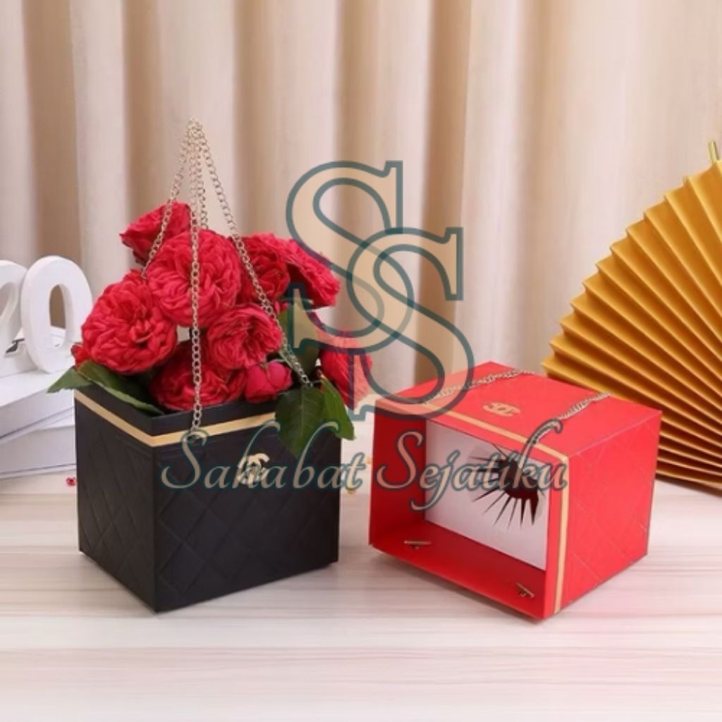 Flower Bloom Box CHANEL / Tas Bunga / Kotak Bunga Florist / Flower Box