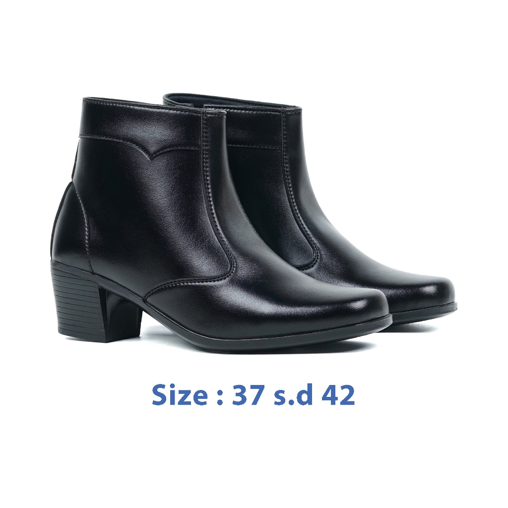 Zeintin - Sepatu Boots Wanita Hitam Polos Resleting Boot Wanita Formal PDH Casual ZO