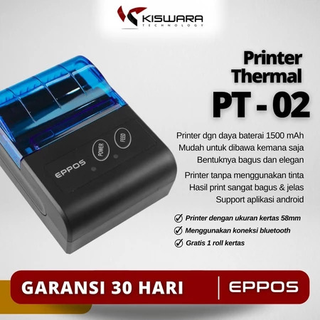 Mini Printer Bluetooth EPPOS ZJ PT-02 Resi Marketplace Shopee Baterai Portable