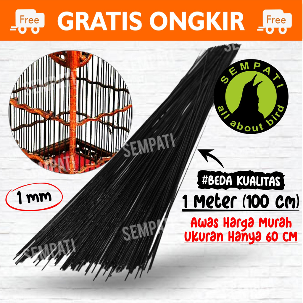 SEMPATI RUJI JERUJI FIBER 1 MM 100 CM RUJI/JERUJI FIBER HITAM SANGKAR KANDANG BURUNG MERPATI KOTAK L