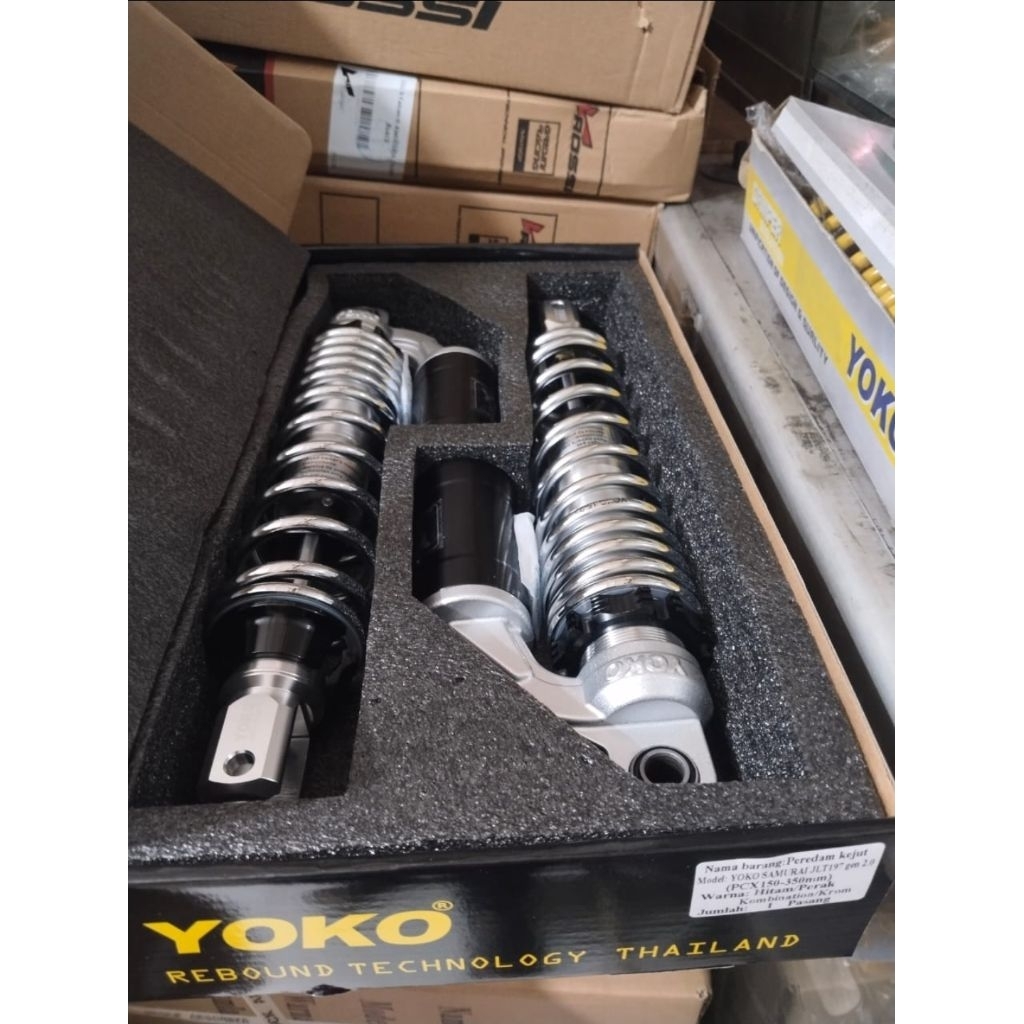 Shockbreaker Belakang Tabung Yoko Samurai PCX 150 Chroom Tabung Hitam