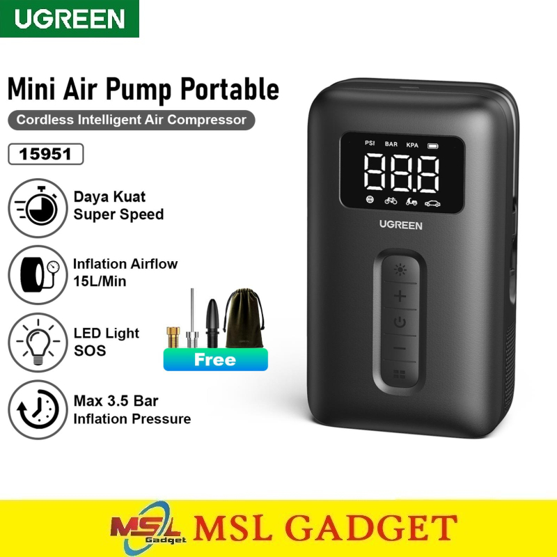 UGREEN Mini Portable Tire Inflator Pompa Ban Mobil Sepeda Bola Elektrik