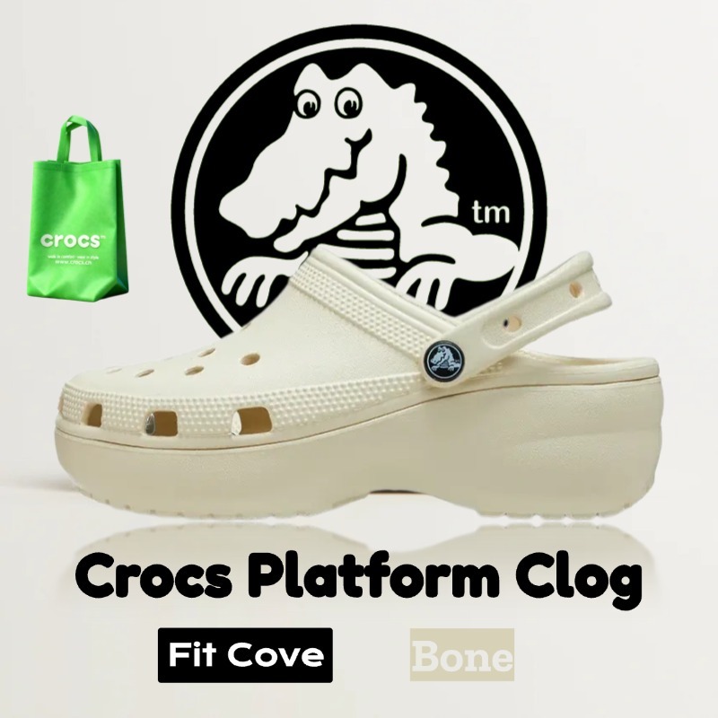 [COD] Original CROCS CLASSIC PLATFORM CLOG /Sandal Crocs Wanita CLASSIC PLATFORM CLOG Bone