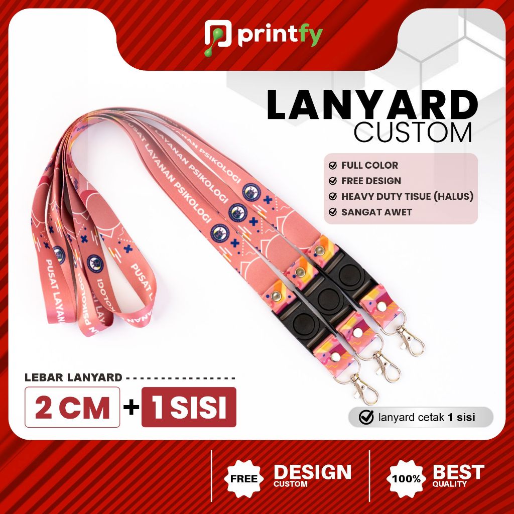 Printfy - Lanyard Custom - 1 sisi - 2 cm