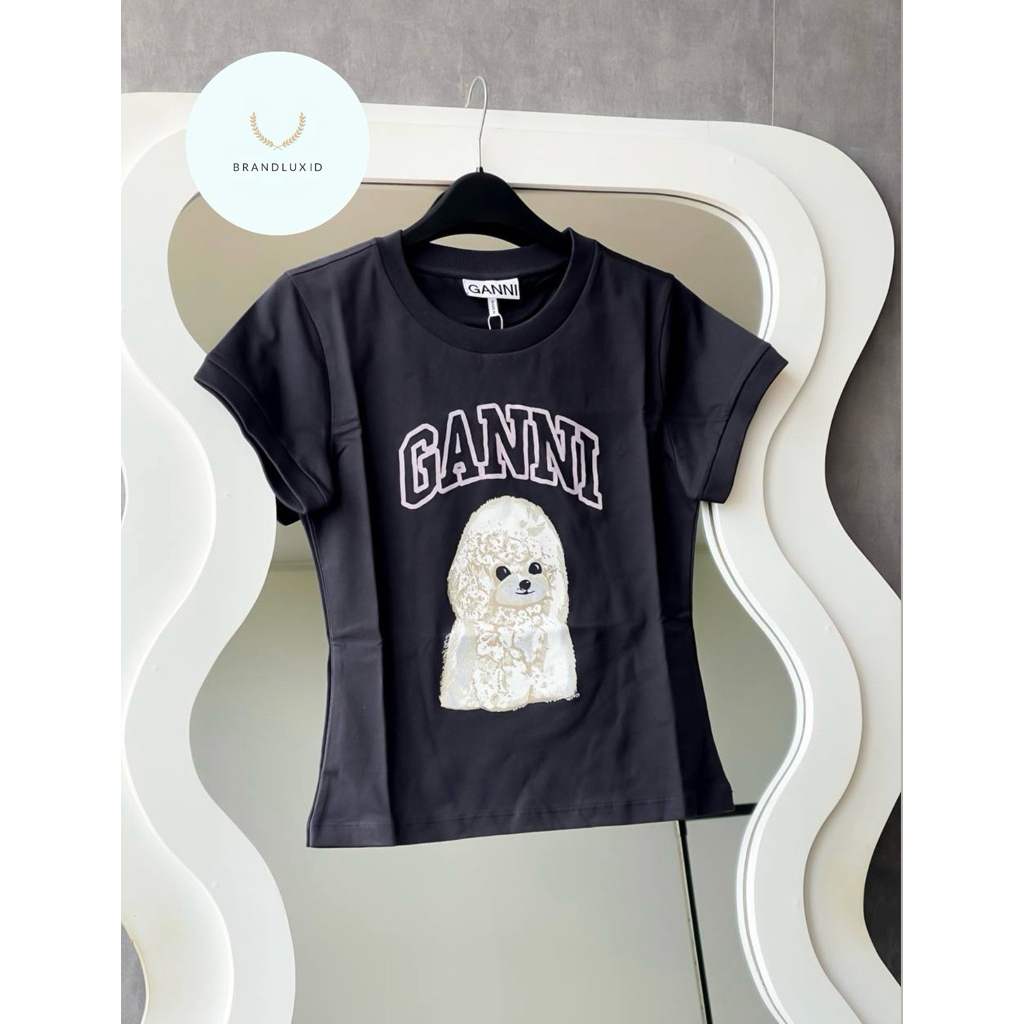 Ganni Poodle Cropped Tshirt Black Phantom