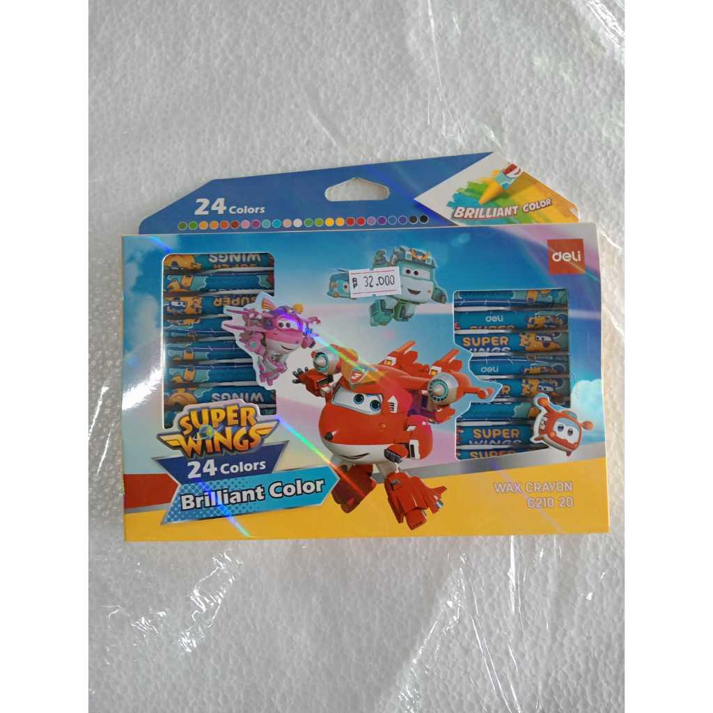 Deli wax crayon 24warna C210 20 super wings brilliant color crayon aman untuk anak tk paud sd