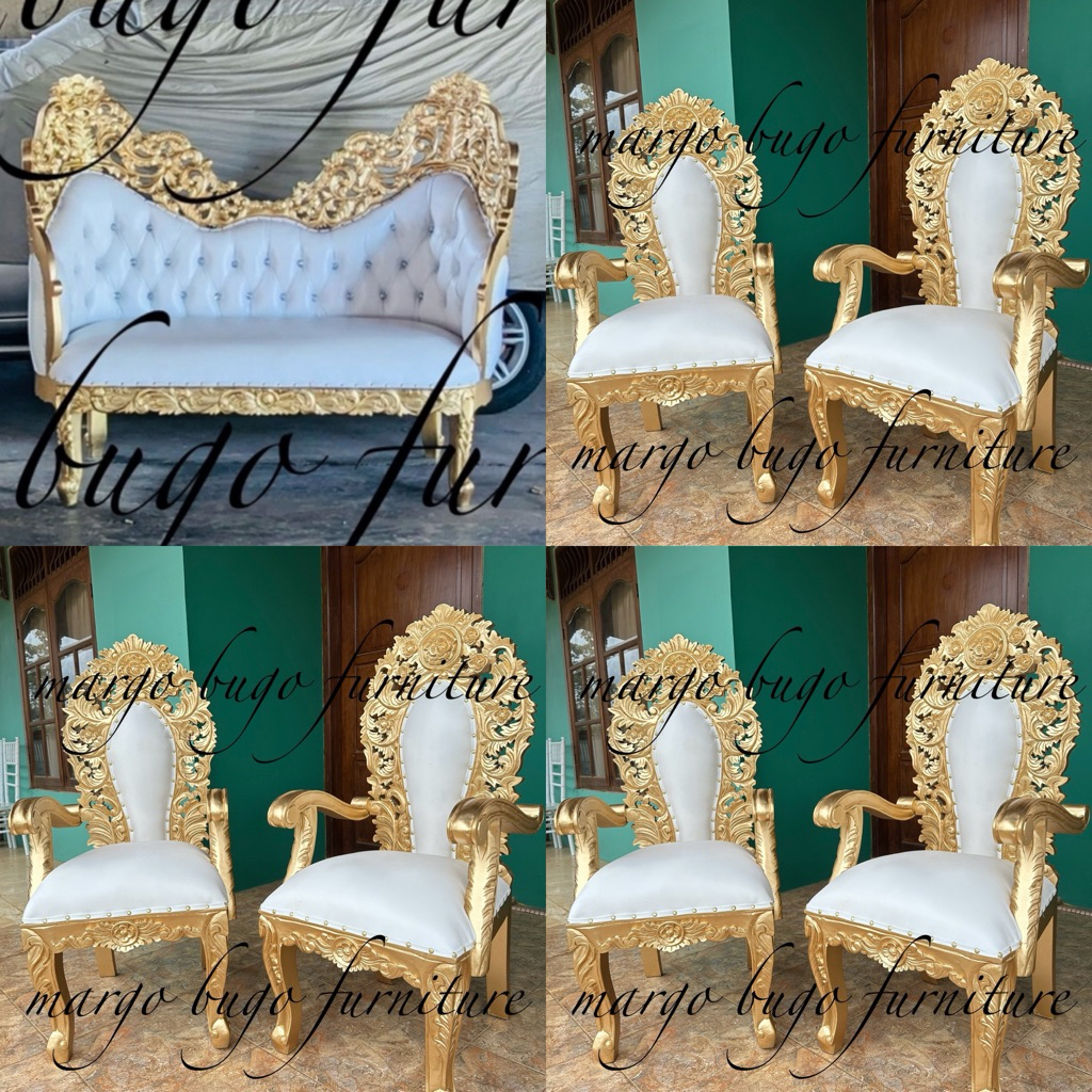 set kursi pelaminan raja salman besan wayang  & kursi makan ukir