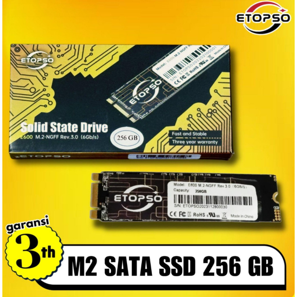 SSD M.2 SATA Etopso 128GB 256GB 512GB SSD M2 Sata NGFF 2280 M SATA E600