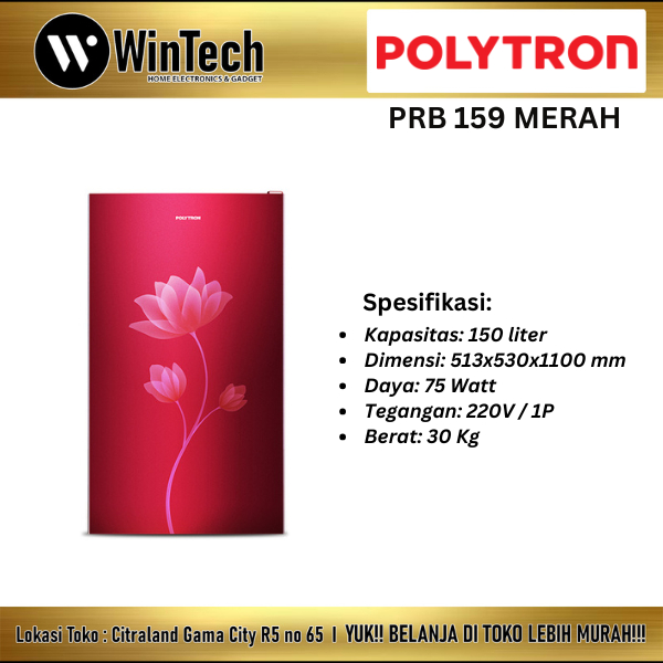 POLYTRON Kulkas 1 Pintu PRB159 R Merah